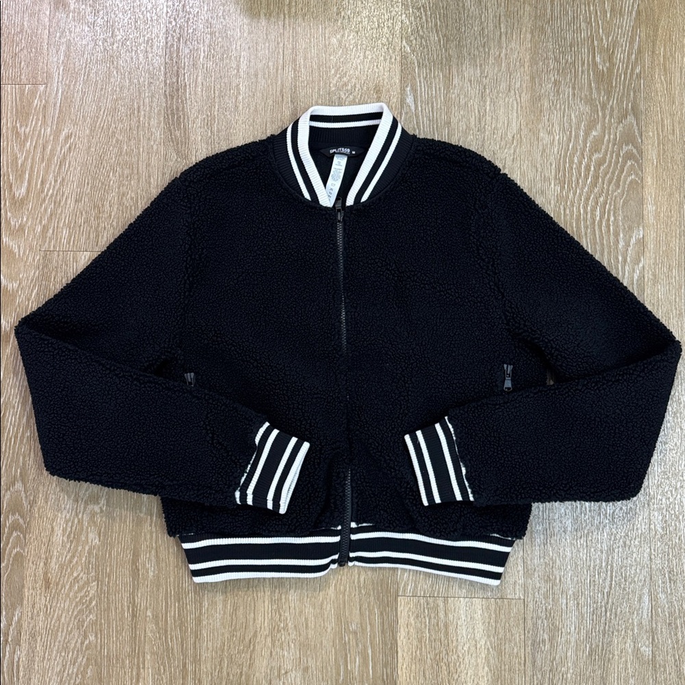 SPLITS59 Willa Sherpa Bomber Jacket in Black Size Medium - Picture 6 of 14